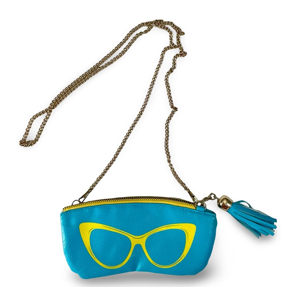 Soft Eyeglass/Sunglasses Case Zip Closure Tassel Detachable Gold Chain